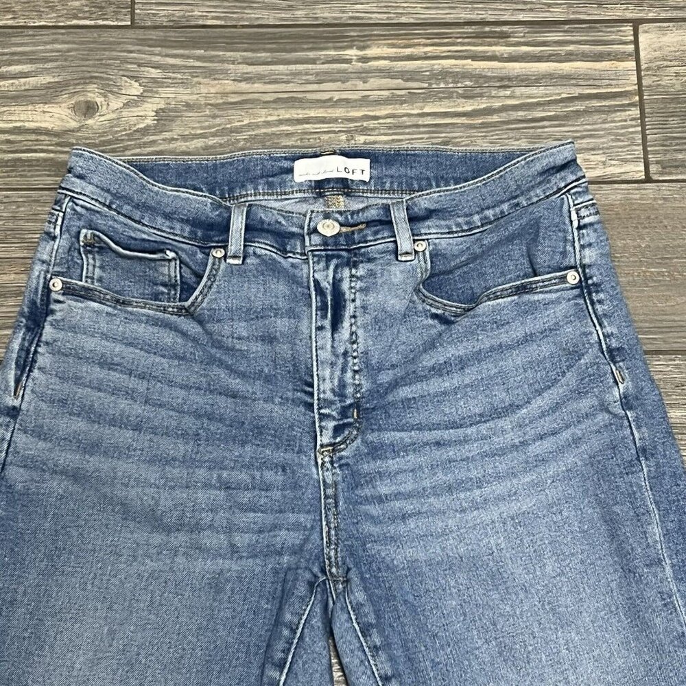 Loft Blue Jeans Women's 8 / 29 Petite Destructed High Rise Skinny Stretch Ankle - Picture 5 of 16